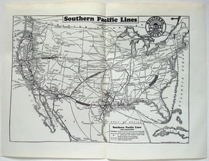 Southern Pacific Railroad - Original 1941 System Map. Antique Railway - Foto 1 di 3