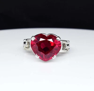 Anello in argento sterling 925 certificato con rubino naturale rosso sangue... - Immagine 1 di 4