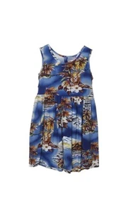 Hilo Hatties Girl's Blue Floral Tank Dress Hawaiian Beach Vacation Cruise Summer - Picture 1 of 8
