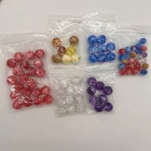 Lot of Marbled Acrylic Lucite Beads – Round, Mixed Colors – Craft Jewelry Retro - Picture 1 of 8
