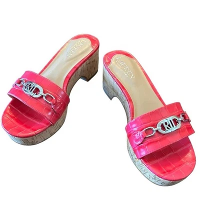 Sandalias de plataforma Lauren Ralph Lauren Roxanne deportivas rosa NUEVAS talla 8,5 Foto 1 de 4