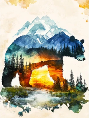 Forest Bear Diamond Painting Kits for Adults,Forest Bear DIY 5D Diamond Painting - Image 1 of 4