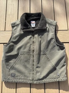 Sorel Vest Mens Small Gray Duck Canvas Sherpa Lined Workwear Outdoor Full Zip - Picture 1 of 6