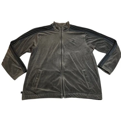 Chaqueta deportiva Adidas original de terciopelo con cremallera completa para hombre talla 2XL Athleisure Foto 1 de 4