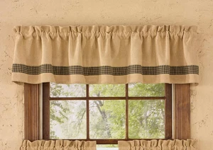 Park Designs Country Vorhänge Volant 72"x14" Sackleinen & schwarz kariert - Bild 1 von 5