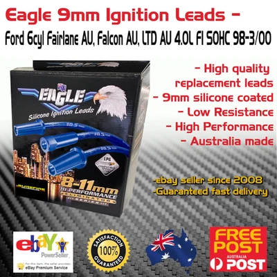 EAGLE 9mm Ignition Spark Plug Lead Kit Fits Ford LTD Falcon Fairlane AU XR6 - Image 1 of 4