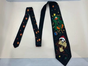 TAZ & DAFFY DUCK ~ LOONEY TUNES CHRISTMAS NECK TIE~ 54" WARNER BROS - Black - Picture 1 of 6