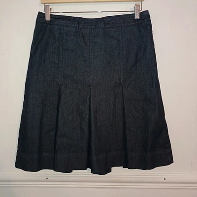 F&F Womens Skirt Blue Size UK 12 Denim Cotton Mix Pleated Academia Preppy Y2K - Image 1 of 4