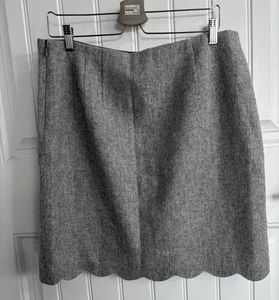 Talbots Skirt Sz 12 Above Knee Gray Wool Blend Scalloped Hem Lined Officecore  - Picture 1 of 5