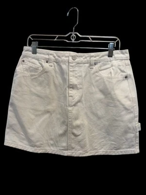 EUC: Volcom Fix It  White Denim Mini Skirt - Size Large 14 - Image 1 of 4