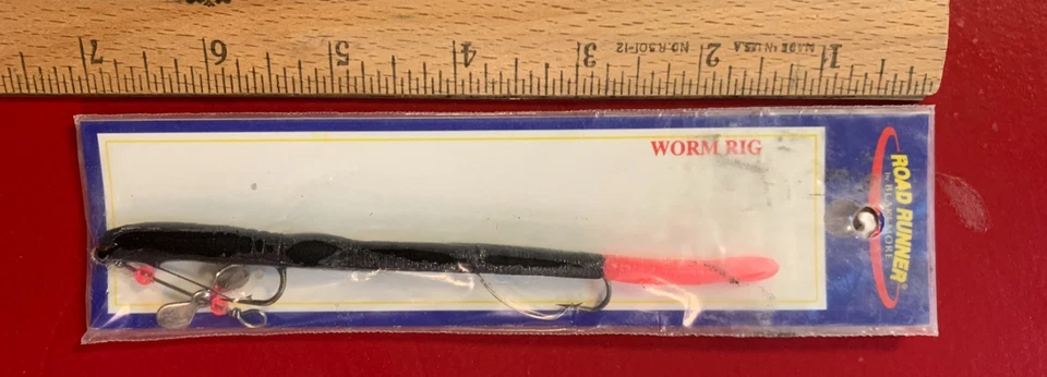 Vintage Blakemore Road Runner 6 " Weedless Worm Rig Black With Orange Tail - Image 1 of 4