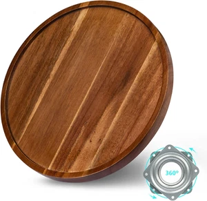 Lazy Susan Organizer, 10 Inch Wooden Lazy Susan Turntable Cabinet, Acacia Wood L - Picture 1 of 7