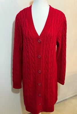 Denim & Co Women's Medium Cardigan Sweater Longline Cable Knit Button Pockets - Image 1 of 4