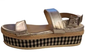 Charlotte Russe Women's Sandals Size 7 Chunky Platform Silver Blue White Plaid - Picture 1 of 3