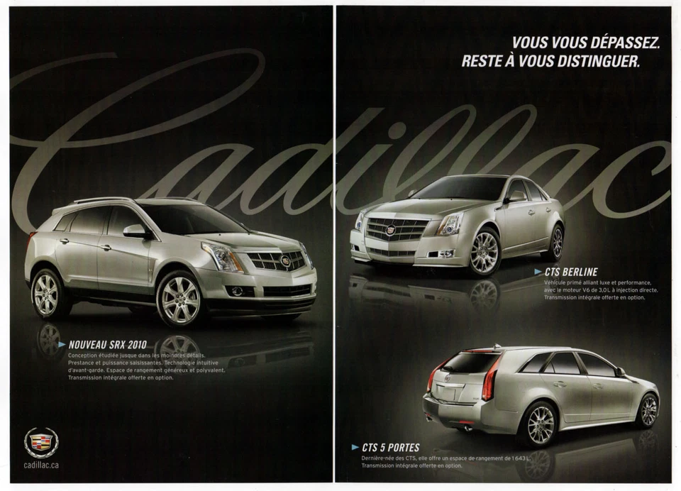 Cadillac 2010 vintage original impresión 2 páginas anuncio | SRX, CTS sedán, CTS Wagon FR Foto 1 de 1