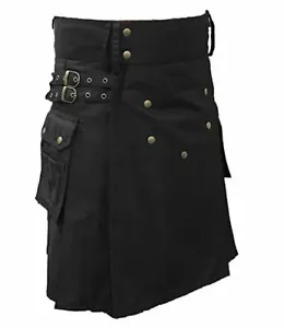 Men's Scottish Fashionable Utility Kilt Cotton Cargo Pockets Highlander Skirt - Picture 1 of 5