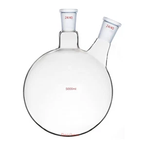 5000ml 24/40 2-Neck Round Bottom Glass Flask 5L Two Necks Lab Chemistry Bottle - Picture 1 of 1