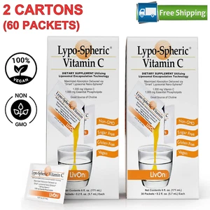 2 Cartons Lypo–Spheric 1000mg Vit C& 1000mg Phospholipids,Immune Support,Non-GMO - Picture 1 of 7