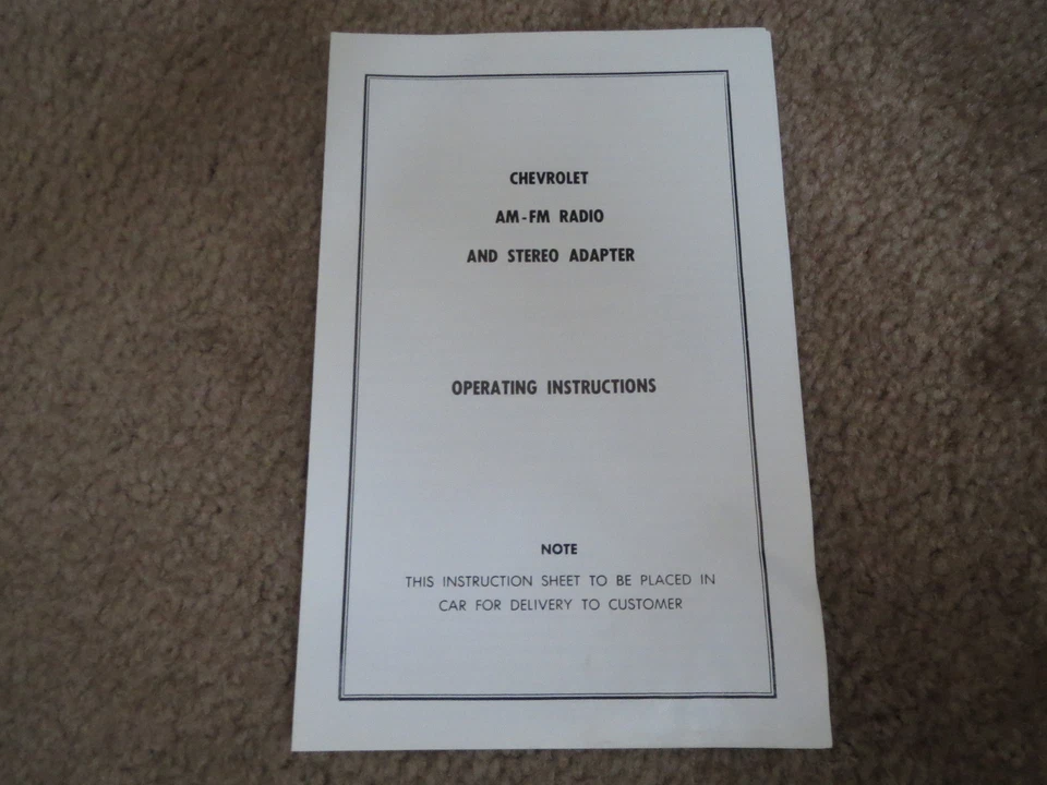 Chevrolet Camaro Corvette Chevelle Impala 1966 1967 AM/FM manual del propietario Foto 1 de 1