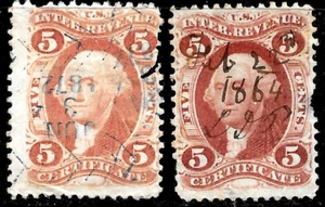 USA 1862 Scott 2x #R24c. USED VF - Picture 1 of 2