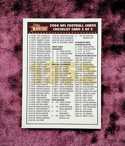 2006 Topps Heritage Football Checklist #3/3 MINT 1952 NFL HOF Legends Rookie RC - Picture 1 of 4