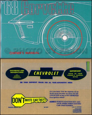 1968 Corvette Owners Manual with Plastic Envelope 68 Chevrolet Owner Guide Chevy
