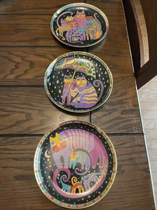 Set Of 3 Laurel Burch Fanciful Felines Plate Set Cats 8” - Picture 1 of 4
