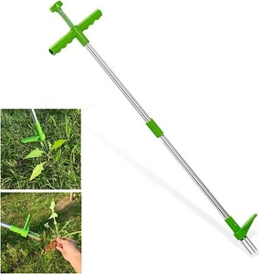 Stand-Up Weeder Root Removal Tool w/ 3 Stainless Steel Claws 39" Long Reinforced - Picture 1 of 12