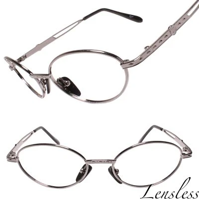 Monturas de ojos sin lentes Hipster Nostalgia Deadstock Y2K True Vintage ovaladas Gunmetal Foto 1 de 3