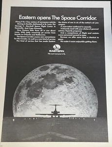 Arte de pared vintage de la revista Eastern Airlines anuncio corredor espacial luna - Imagen 1 de 1
