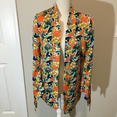 Tahari Women’s Blazer 4 Orange Tropical Arthur S. Levine Tie Sleeve NWT - Image 1 of 4