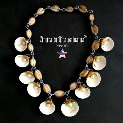 jewelry woman fashion necklace pendant sea conch shell pearl oyster luxury brand - Image 1 of 4