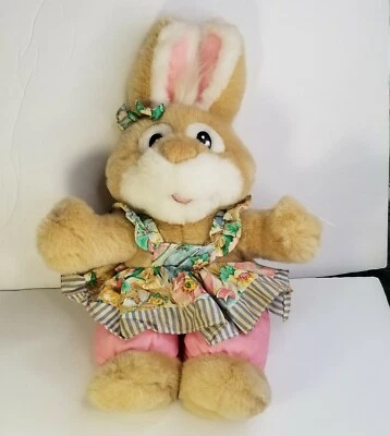 COMMONWEALTH EASTER BUNNY RABBIT COTTAGECORE FLORAL DRESS PLUSH - Image 1 of 4