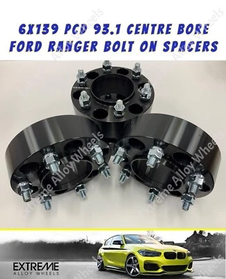 Wheel Spacers 50mm For Ford Ranger 6x139.7 Alloy Hub Centric Extension 93.1 x 4 - Image 1 of 4