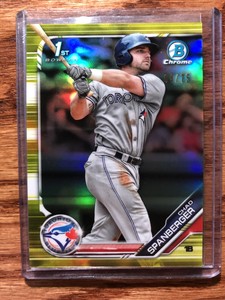 2019 Bowman Chrome CHAD SPANBERGER Canary Yellow Refractor TORONTO BLUE JAYS /75