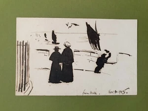 Disegno cartolina personale William Cave Day penna e inchiostro Whitby 1905 - Foto 1 di 2