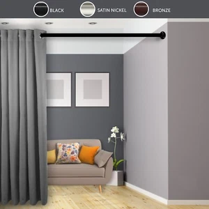 1" Adjustable Room Divider Rod and Socket Set, choose from 3 sizes & 3 colors - Picture 1 of 7