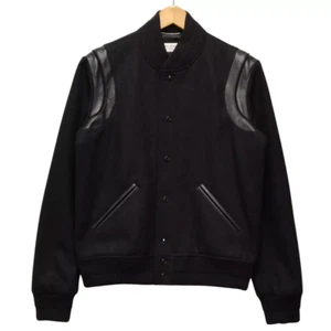 Saint Laurent Jacket Leather Bomber Varsity Black Size 52 Mens - Picture 1 of 4