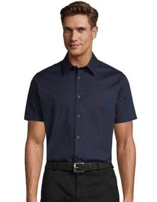 Sols Camicia Uomo Business Manica Corta Elasticizzato Popeline Aderente S- 4XL - Immagine 1 di 4
