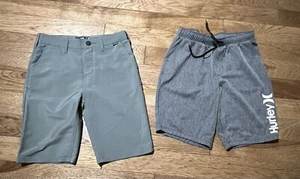 Hurley Shorts Gray Chino Athletic Bundle Boys 10/12 Adjustable Waist EUC - Picture 1 of 10