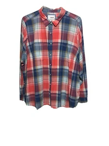 Women's 3X Long Sleeve Cotton Multi Pink Plaid Shirt Top Tunic Blouse Sonoma - Picture 1 of 3