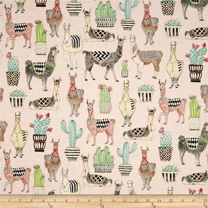 Michael Miller Fabric CX7297 Cotton Lovely Llamas, Alpaca on Pink- By The Yard! - Picture 1 of 1