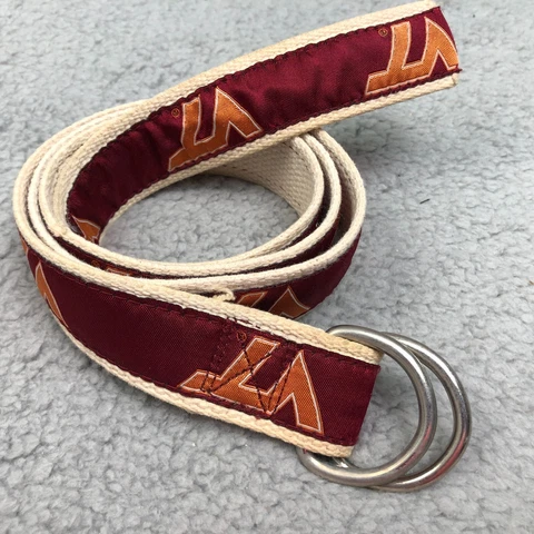 Virginia Tech Hokies Belt Mens Large D Ring Maroon Orange D Ring Golf Web Belt Cover