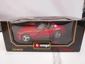 Burago Red Dodge Viper RT/10 1:18 Scale Diecast Replica Collectible Original Box - Picture 1 of 7