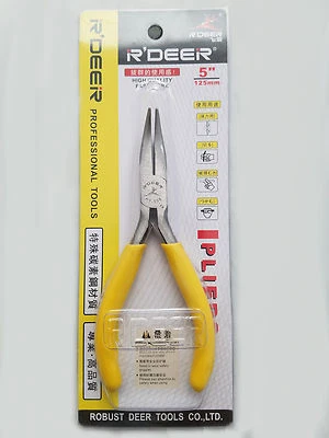 RT508 5" Inch Yellow Silver Tone PVC Coated Handle Bent Nose Plier Beading - Image 1 of 2
