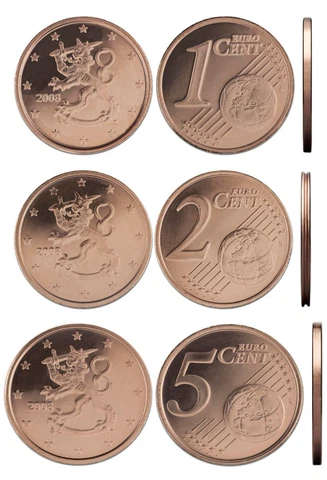 FINLAND - SET of Euro cents - 1 cent 2 cent 5 cent 2009 UNCIRCULATED Cover