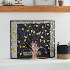 Litton Lane Fireplace Screen Tree/Leaf Cut-Outs Curved Shape Metal Mesh 1-Panel