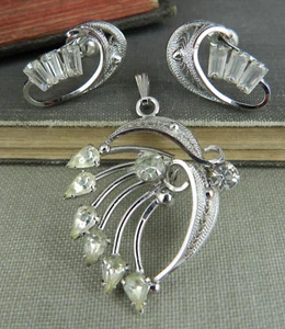 C. Co. Sterling Silver Filigree and Rhinestone Pendant & Earrings - Picture 1 of 6