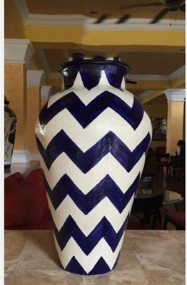 HANDMADE 36'' white mop lapis Marble Flower Vase pot inlay home room decor art & collect