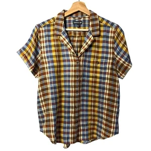 Top Toad & Co para mujer de algodón orgánico a cuadros con botones talla L informal sostenible - Imagen 1 de 10